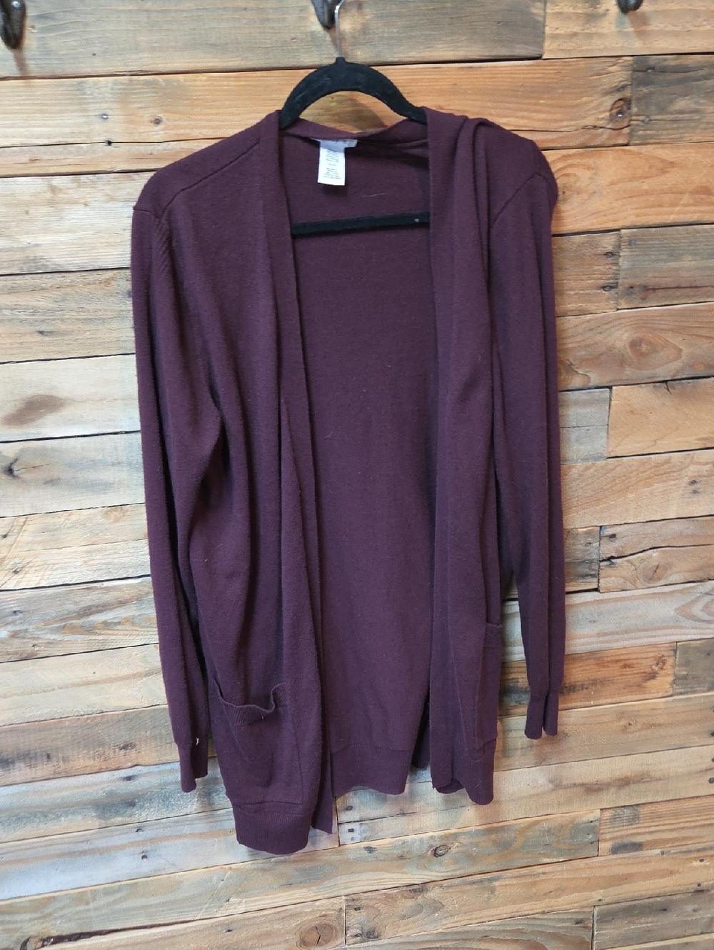 Matty M Hooded Open-Front Cardigan - Plum/Burgundy